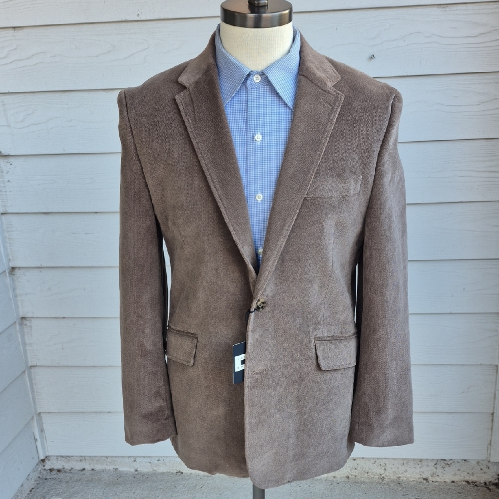 JOSEPH ABBOUD Beige Light Brown Cotton Blend Large Mens Blazer Jacket NEW‎